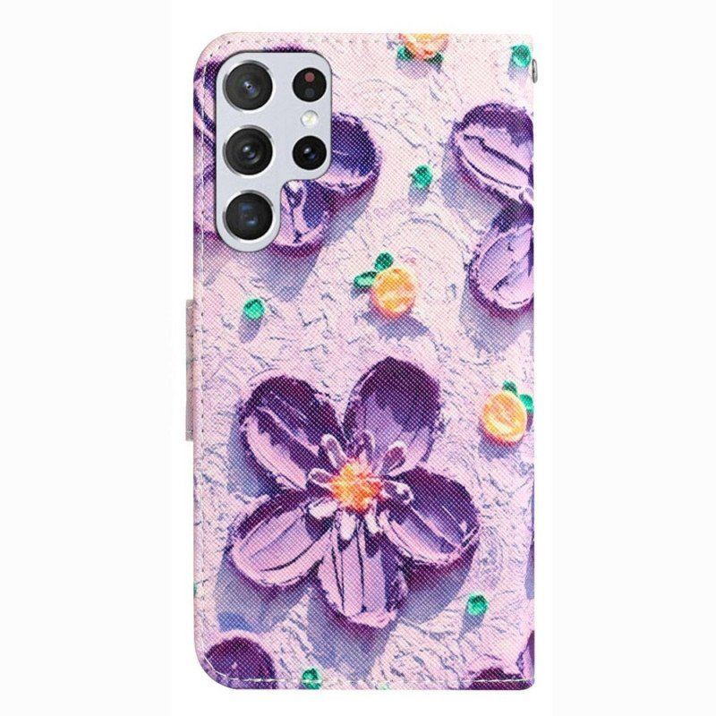 Fodral Samsung Galaxy S23 Ultra 5G Med Kedjar Endast Strap Flowers