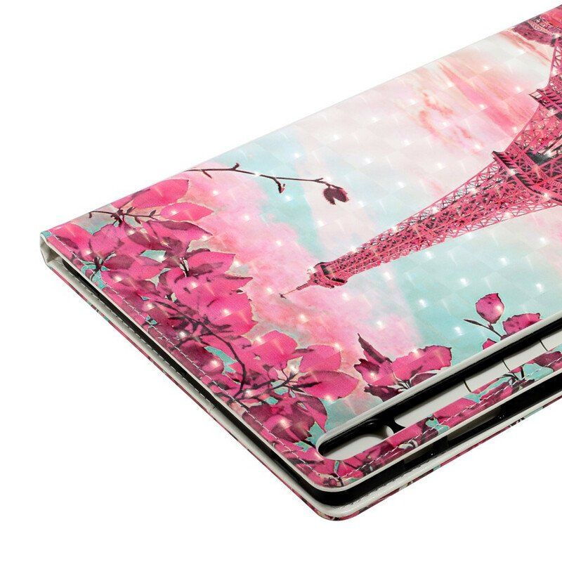 Fodral Samsung Galaxy Tab S8 Plus / Tab S7 Plus Blommigt Eiffeltorn