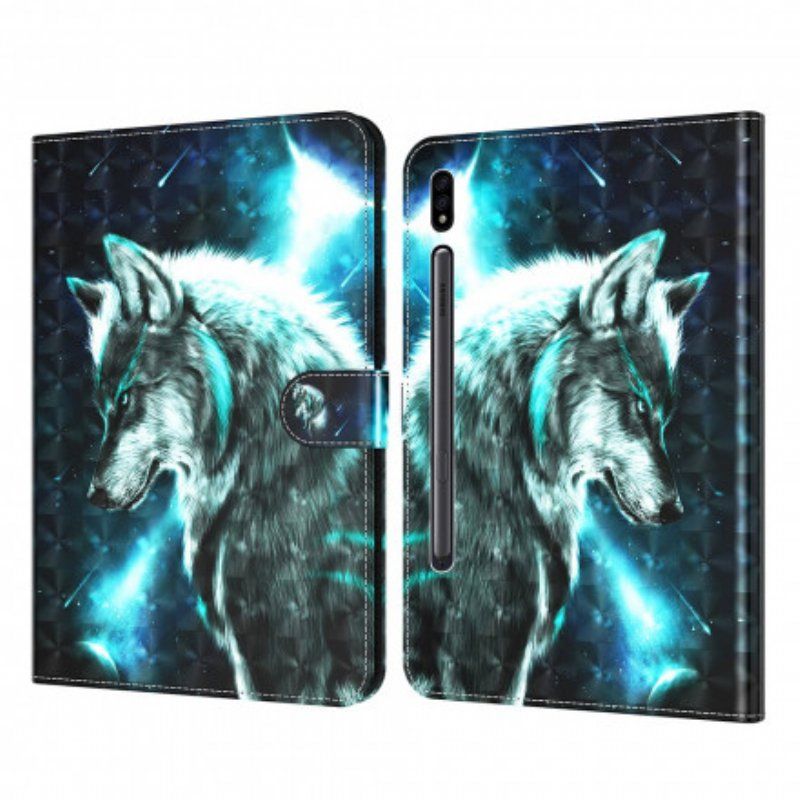 Fodral Samsung Galaxy Tab S8 / Tab S7 Faux Leather Wolf