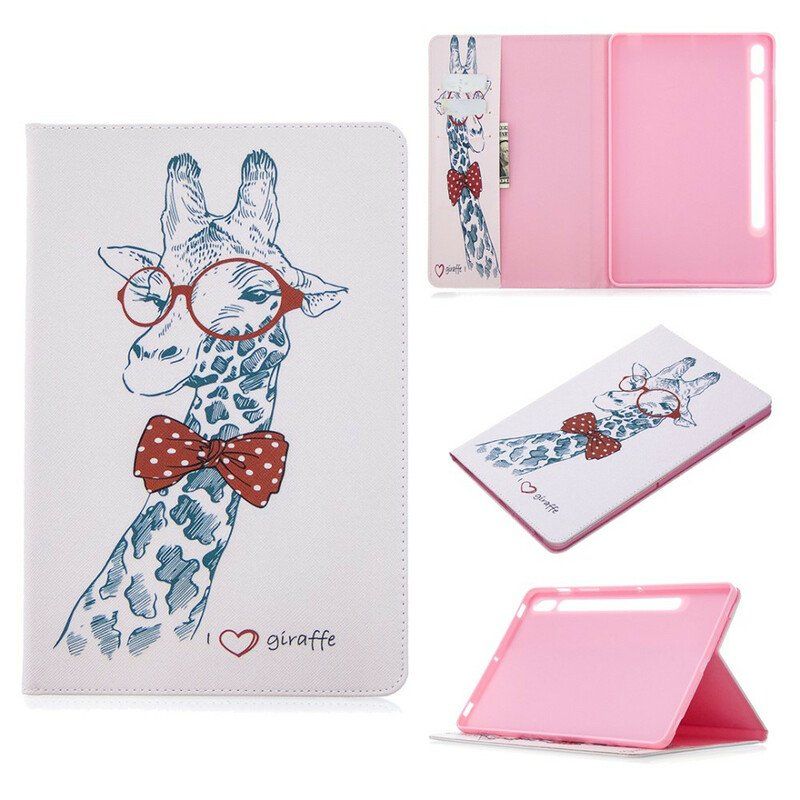 Fodral Samsung Galaxy Tab S8 / Tab S7 Giraffe Tryckmönster