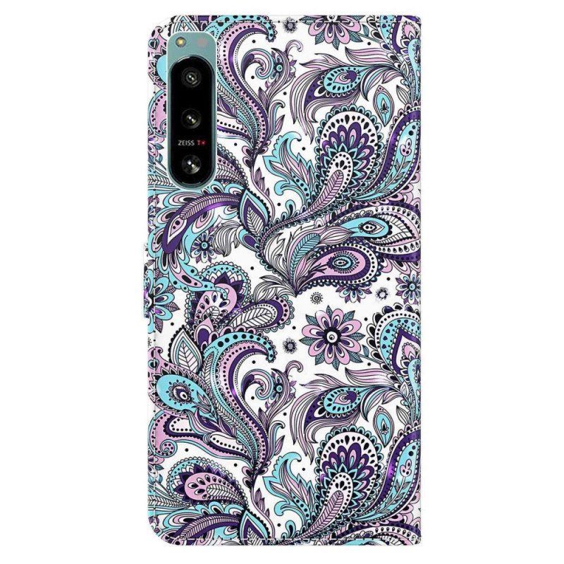 Fodral Sony Xperia 5 IV Med Kedjar Strappy Paisley Mönster