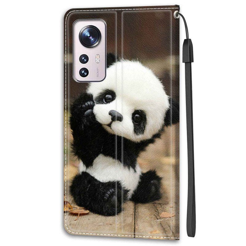 Fodral Xiaomi 12 / 12X Med Kedjar Lilla Panda Med Rem