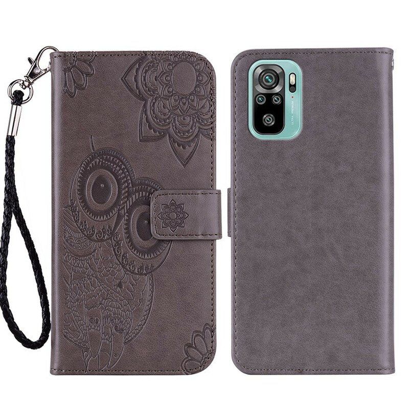 Fodral Xiaomi Redmi Note 10 / 10S Uggla Mandala Och Lanyard