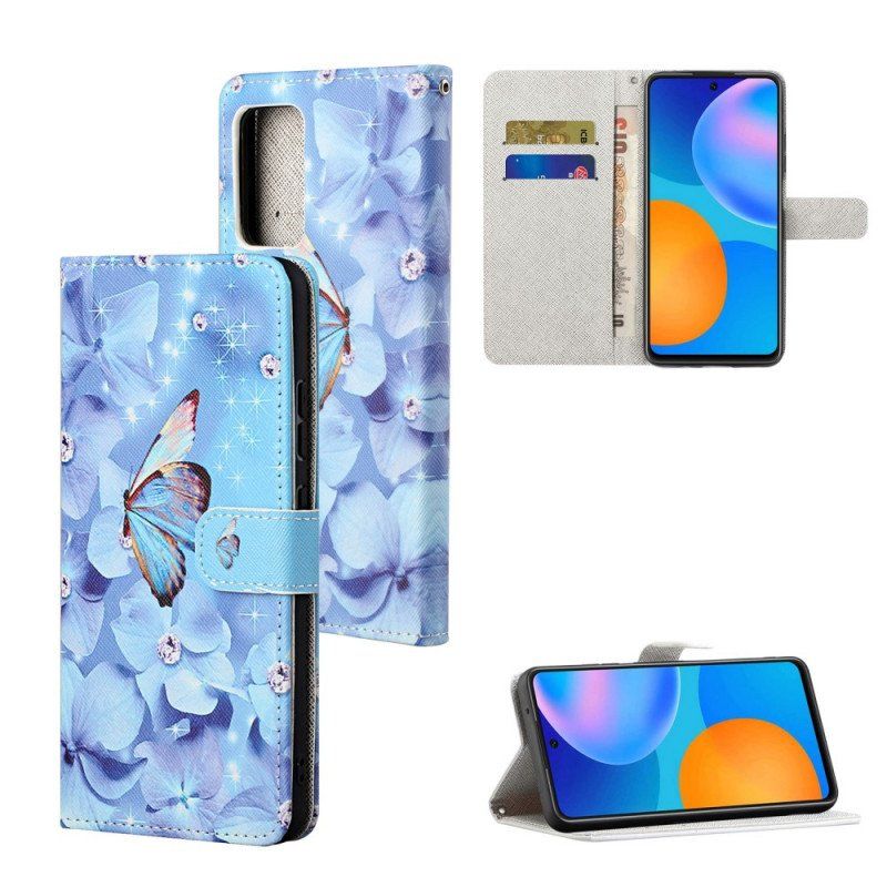 Fodral Xiaomi Redmi Note 11 / 11S Med Kedjar Strappy Diamond Butterflies