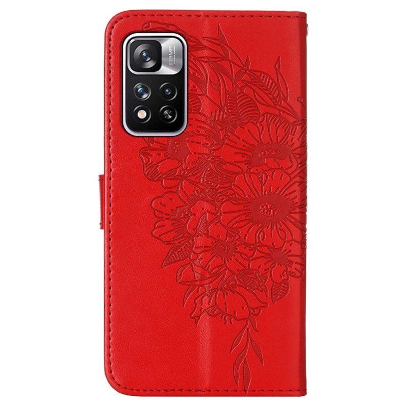 Fodral Xiaomi Redmi Note 11 Pro Plus 5G Butterfly Design Med Lanyard