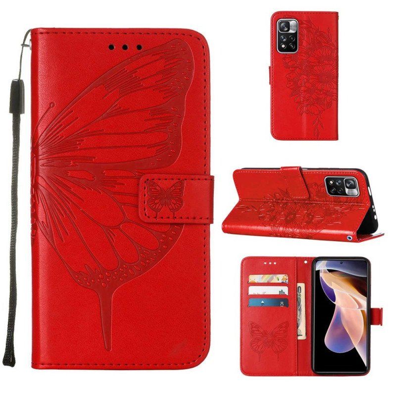 Fodral Xiaomi Redmi Note 11 Pro Plus 5G Butterfly Design Med Lanyard