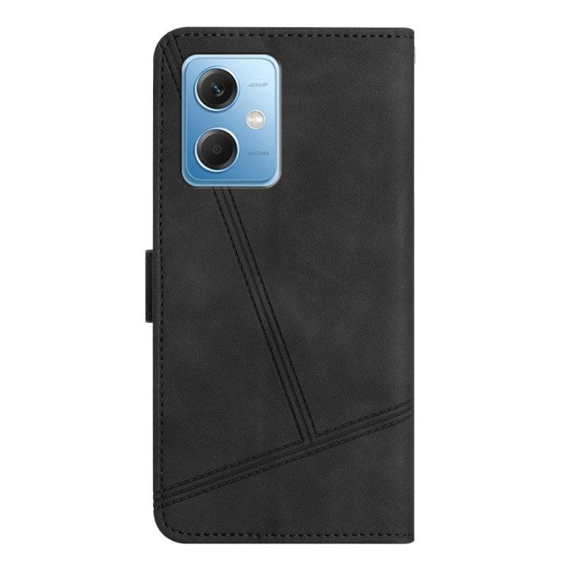 Fodral Xiaomi Redmi Note 12 5G Med Kedjar Strappy Geometrisk Läderstil