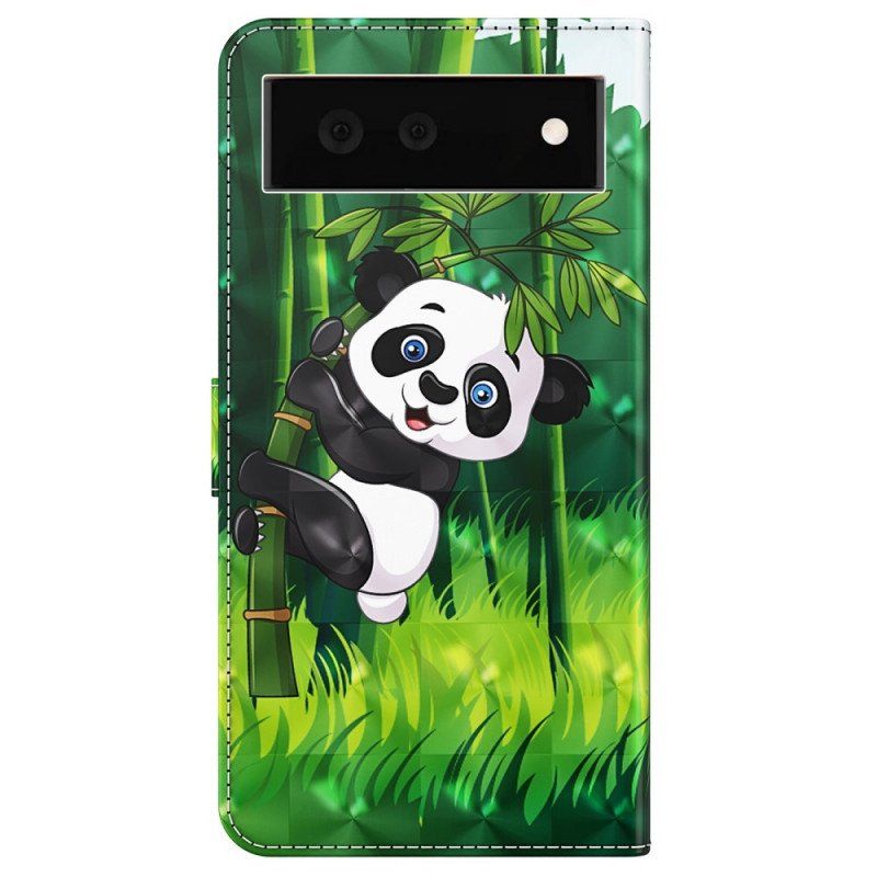 Folio-fodral Google Pixel 6A Med Kedjar Strappy Panda