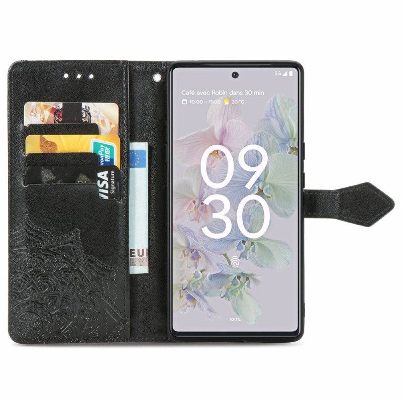 Folio-fodral Google Pixel 6A Med Kedjar Strappy Sun Mandala