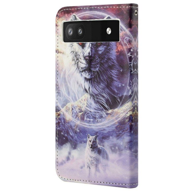 Folio-fodral Google Pixel 6A Med Kedjar Thong Wolves