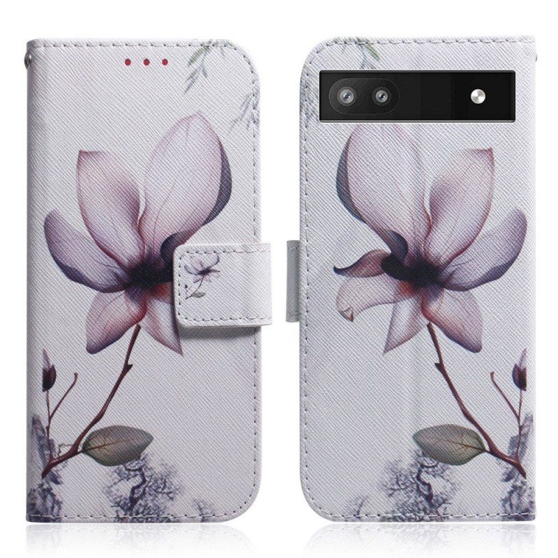 Folio-fodral Google Pixel 6A Rosa Blomma