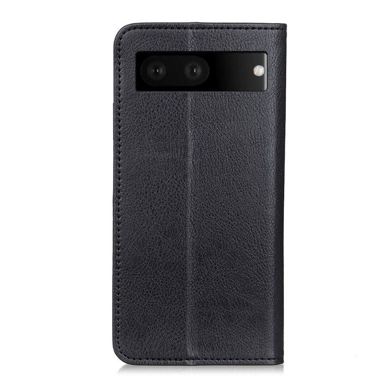 Folio-fodral Google Pixel 7 Läderfodral Litchi Split Läder