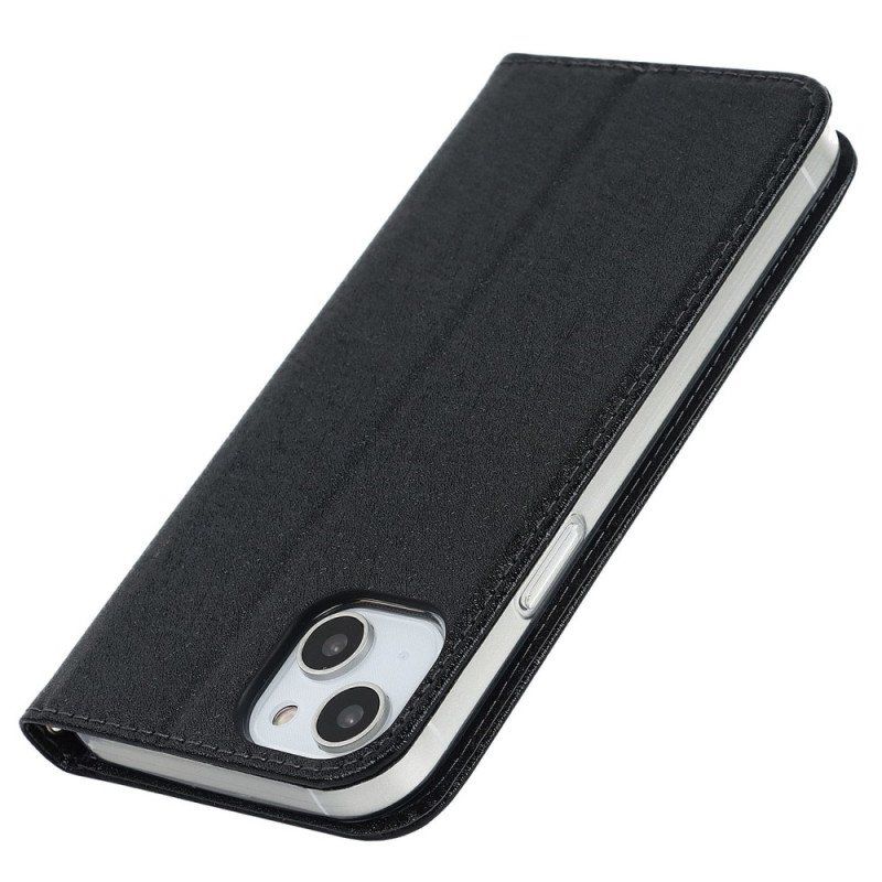 Folio-fodral iPhone 14 Med Kedjar Läderfodral Strappy Silke