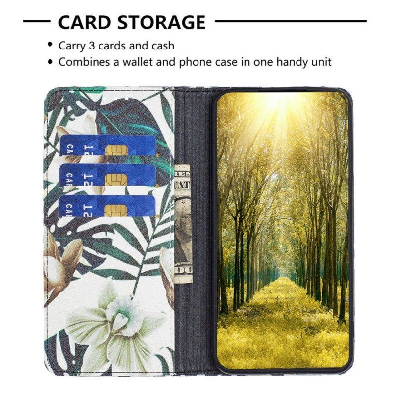 Folio-fodral iPhone 14 Pro Läderfodral Löv