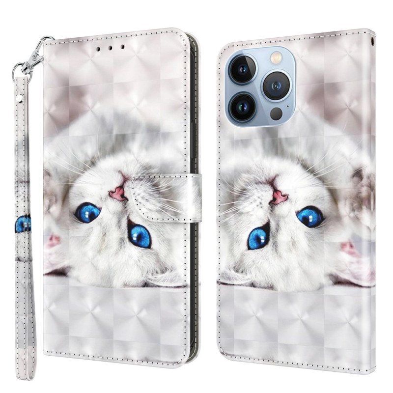 Folio-fodral iPhone 14 Pro Med Kedjar Endast Thong Cats