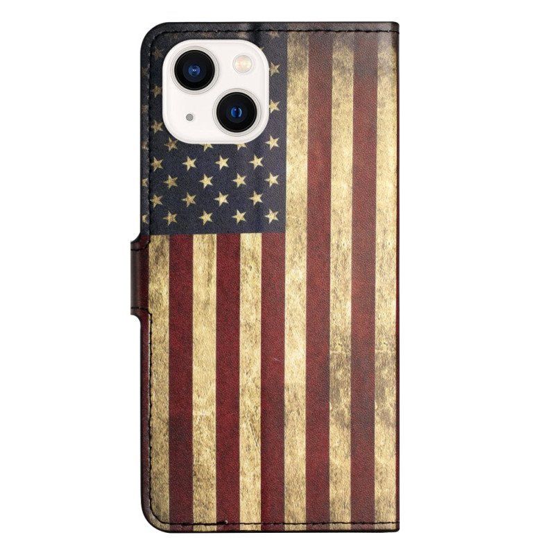 Folio-fodral iPhone 15 Plus Vintage Usa Flagga