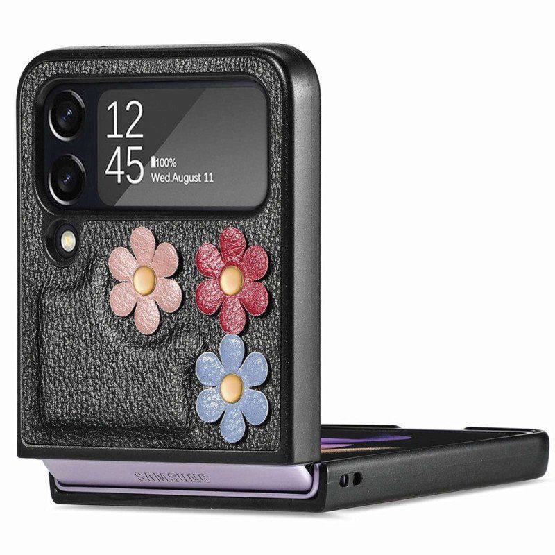 Folio-fodral Mobilskal Samsung Galaxy Z Flip 4 Läderfodral Faux Läder Blommor