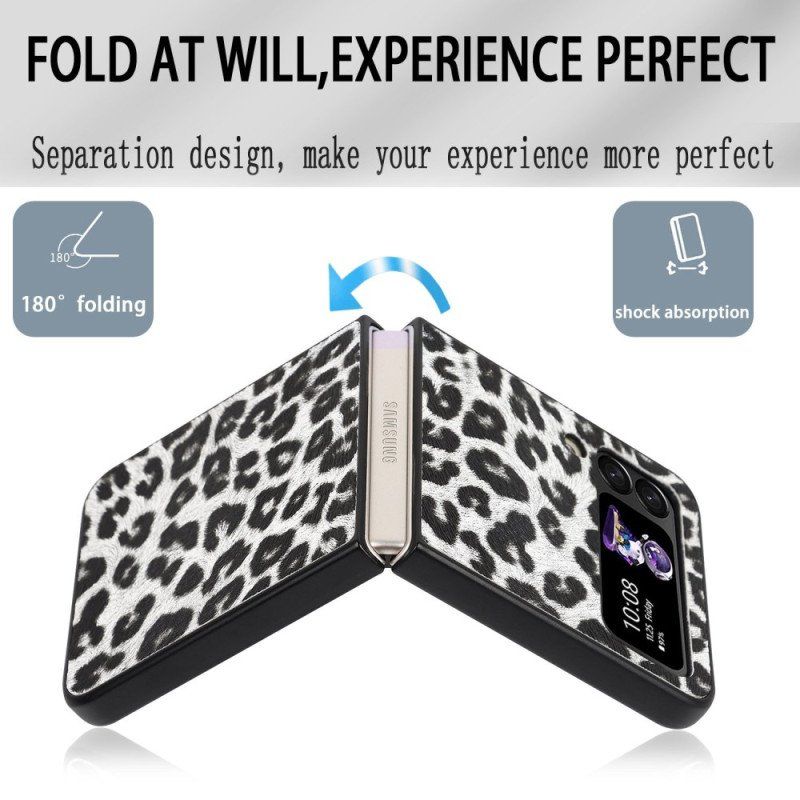 Folio-fodral Mobilskal Samsung Galaxy Z Flip 4 Läderfodral Leopard
