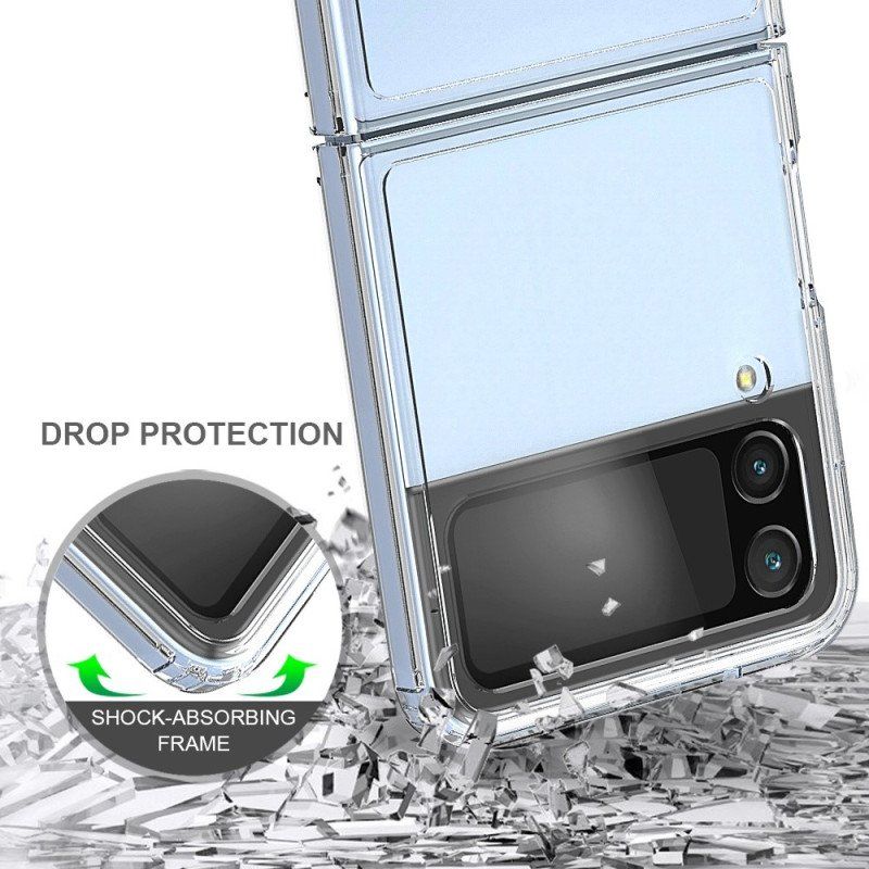 Folio-fodral Mobilskal Samsung Galaxy Z Flip 4 Läderfodral Transparent Förstärkt Kontur