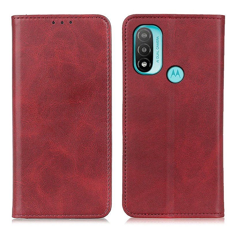 Folio-fodral Moto E40 / E30 / E20 Läderfodral Elegance Split Läder