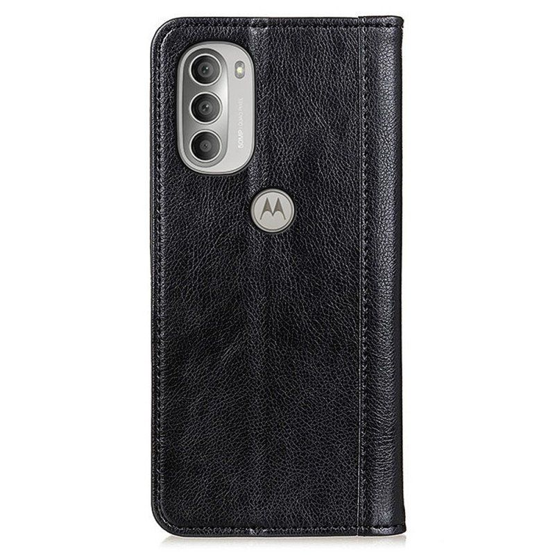 Folio-fodral Moto G51 5G Läderfodral Elegance Split Litchi Läder