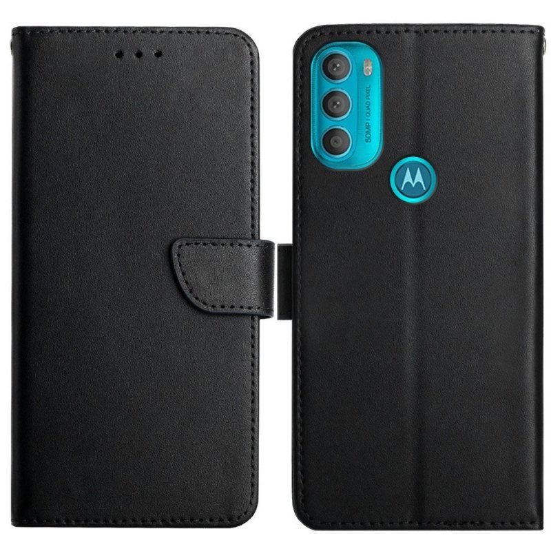 Folio-fodral Moto G71 5G Äkta Nappaläder