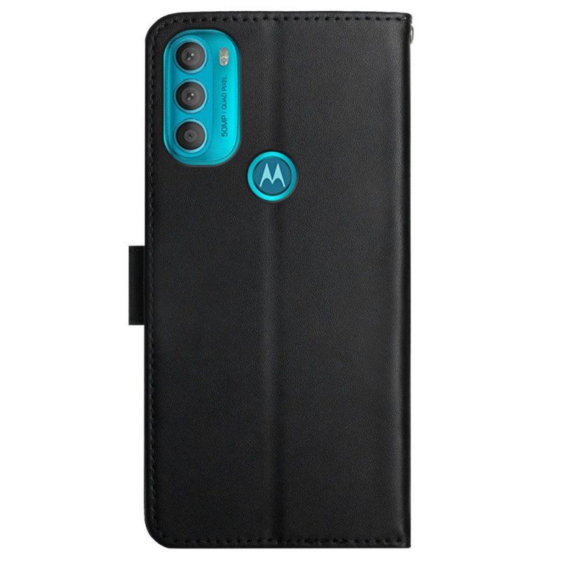 Folio-fodral Moto G71 5G Äkta Nappaläder