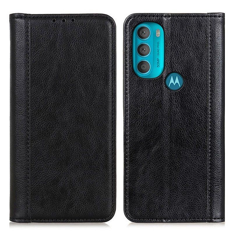 Folio-fodral Moto G71 5G Läderfodral Elegance Split Litchi Läder