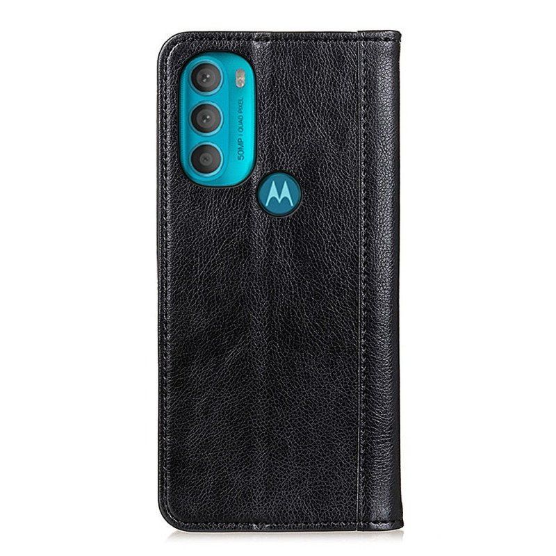 Folio-fodral Moto G71 5G Läderfodral Elegance Split Litchi Läder