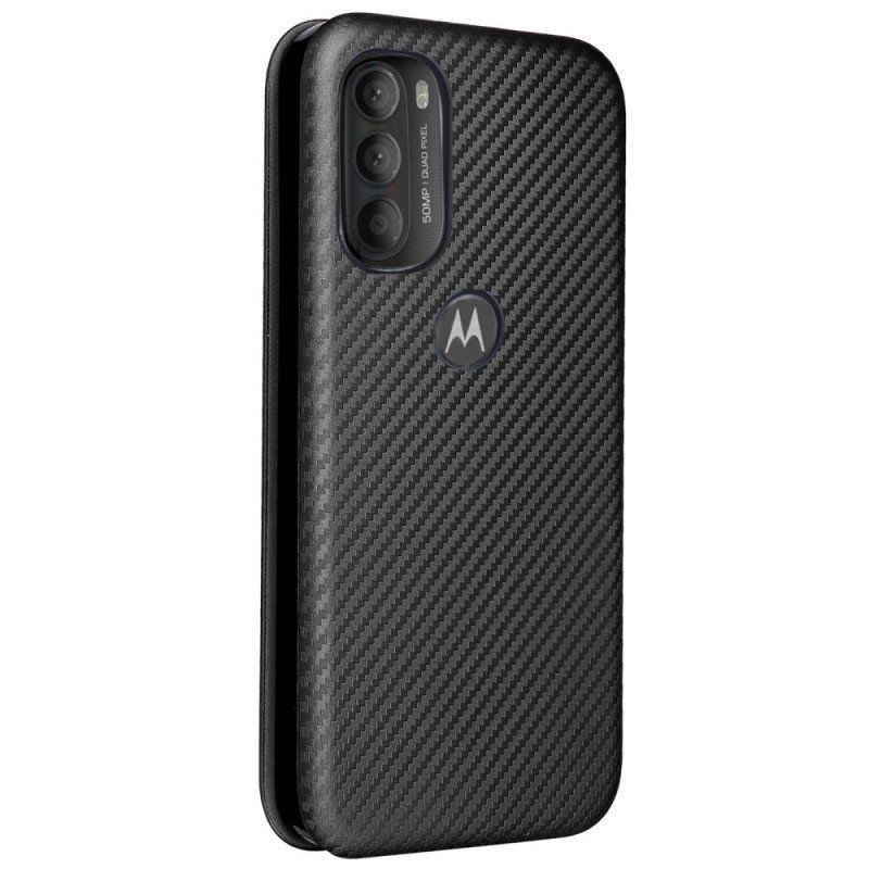 Folio-fodral Moto G71 5G Läderfodral Färgad Kolsilikon