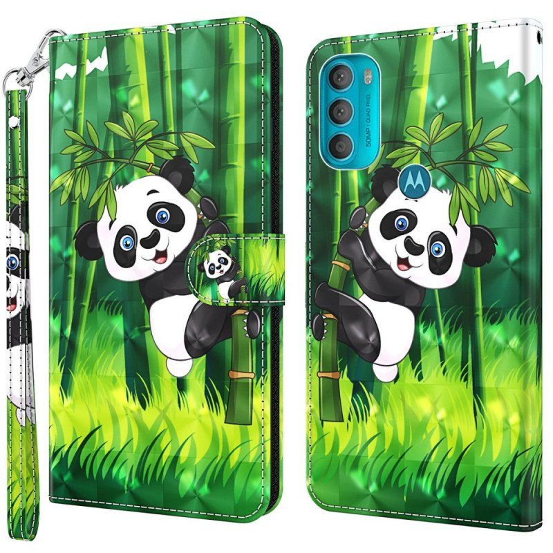 Folio-fodral Moto G71 5G Panda Och Bambu