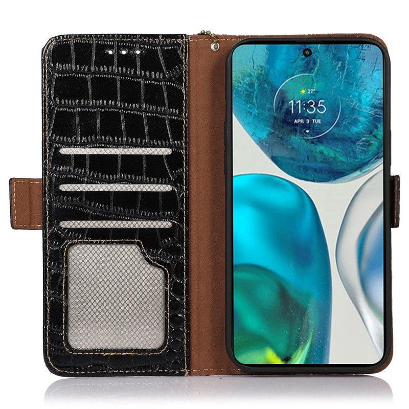 Folio-fodral Moto G73 5G Crocodile Style Rfid