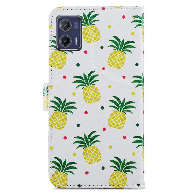 Folio-fodral Moto G73 5G Med Kedjar Strappy Ananas