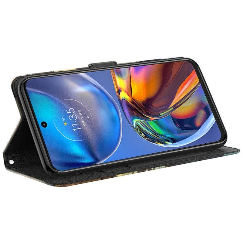 Folio-fodral Moto G73 5G Med Kedjar Strappy Kitten Dream