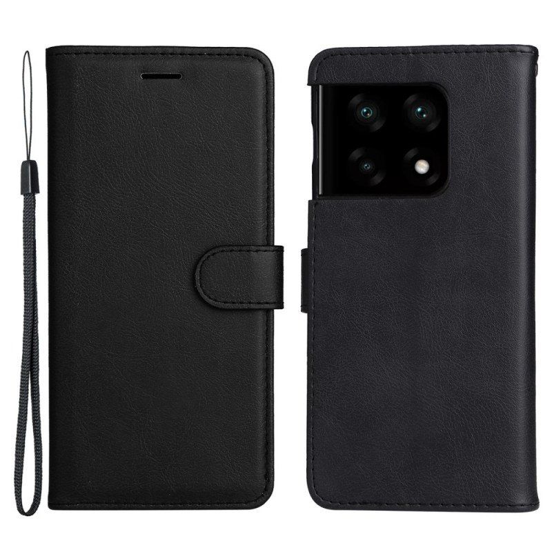 Folio-fodral OnePlus 10 Pro 5G Med Kedjar Strappy Plain Leather Style