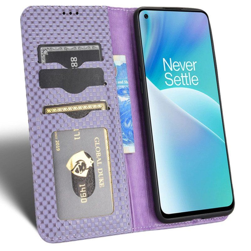 Folio-fodral OnePlus Nord 2T 5G Läderfodral Rutnätsstruktur