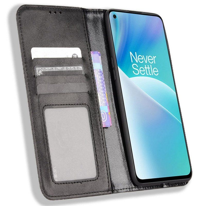 Folio-fodral OnePlus Nord 2T 5G Läderfodral Stiliserad Läderstil