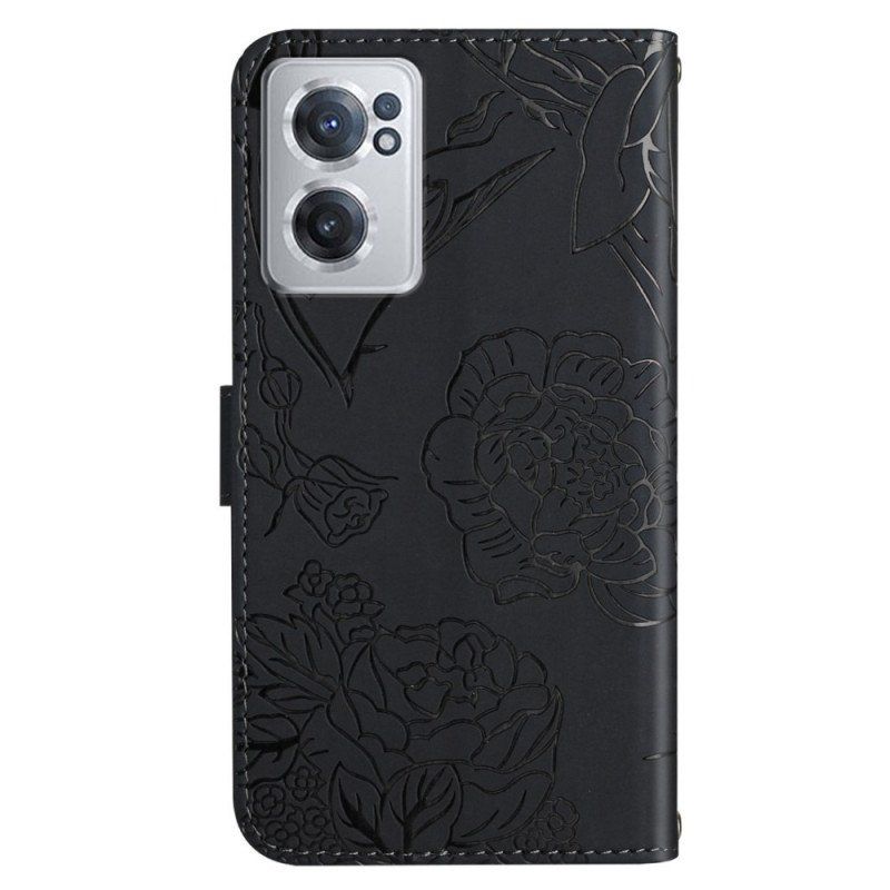 Folio-fodral OnePlus Nord CE 2 5G Med Kedjar Fjärilar Och Blommor Rem