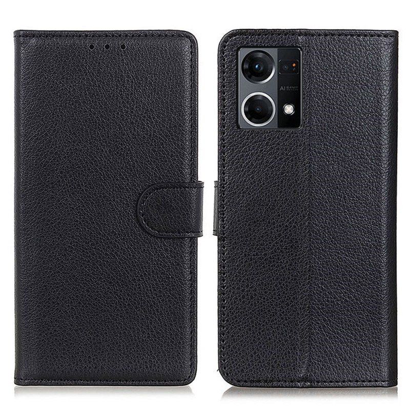 Folio-fodral Oppo Reno 7 Traditionell Litchi-läderstil