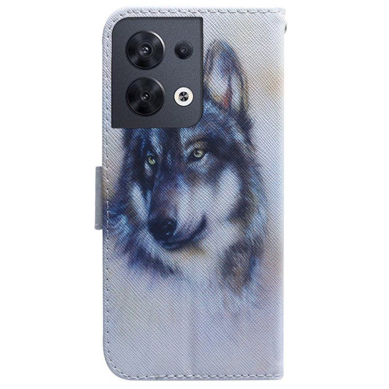 Folio-fodral Oppo Reno 8 Akvarellhund Med Snöre