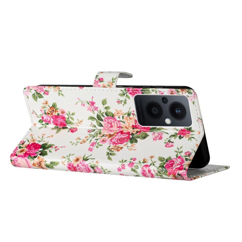 Folio-fodral Oppo Reno 8 Lite Med Kedjar Rem Liberty Flowers