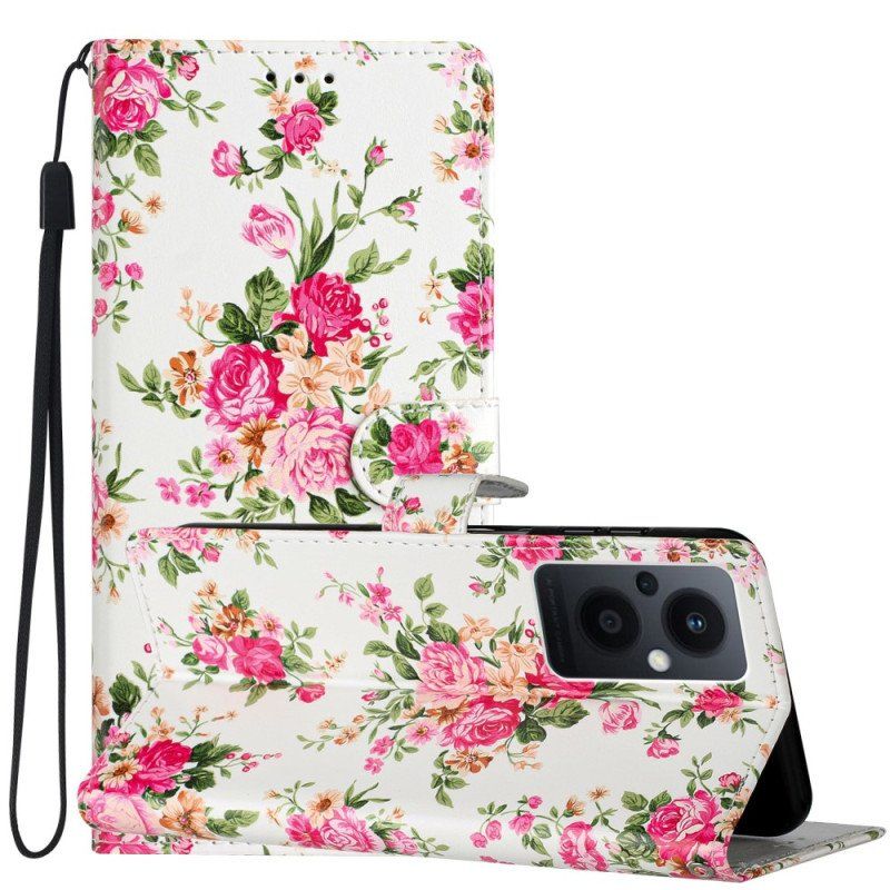 Folio-fodral Oppo Reno 8 Lite Med Kedjar Rem Liberty Flowers