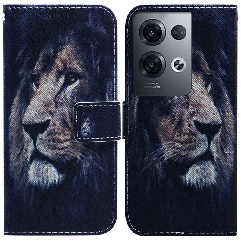 Folio-fodral Oppo Reno 8 Pro Med Kedjar Lanyard Lion