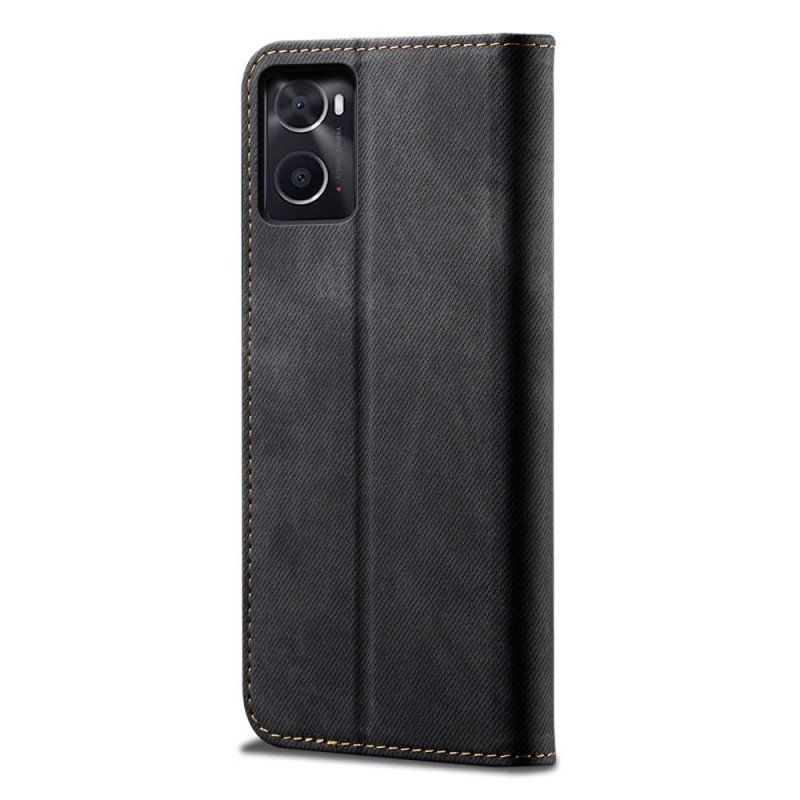 Folio-fodral Realme 9i Läderfodral Denim Tyg