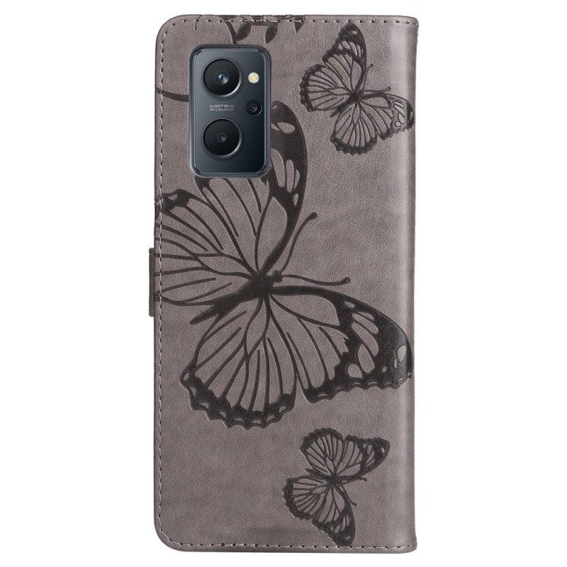 Folio-fodral Realme 9i Med Kedjar Jätte Strappy Butterfly