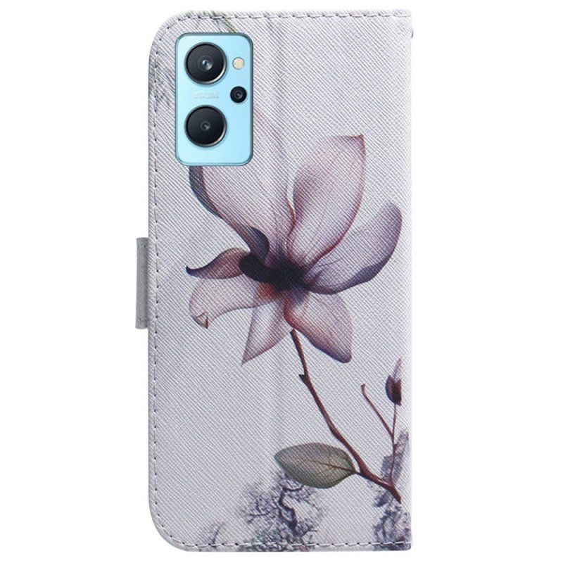 Folio-fodral Realme 9i Rosa Blomma