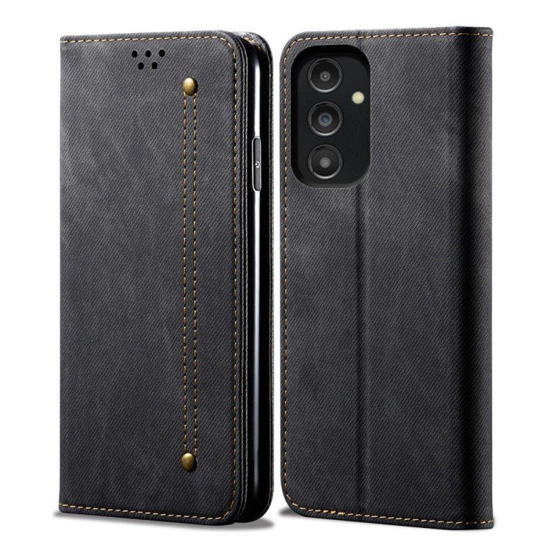 Folio-fodral Samsung Galaxy A14 / A14 5G Läderfodral Denim Tyg