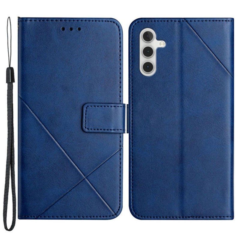 Folio-fodral Samsung Galaxy A14 / A14 5G Med Kedjar Strappy Geometrisk Läderstil