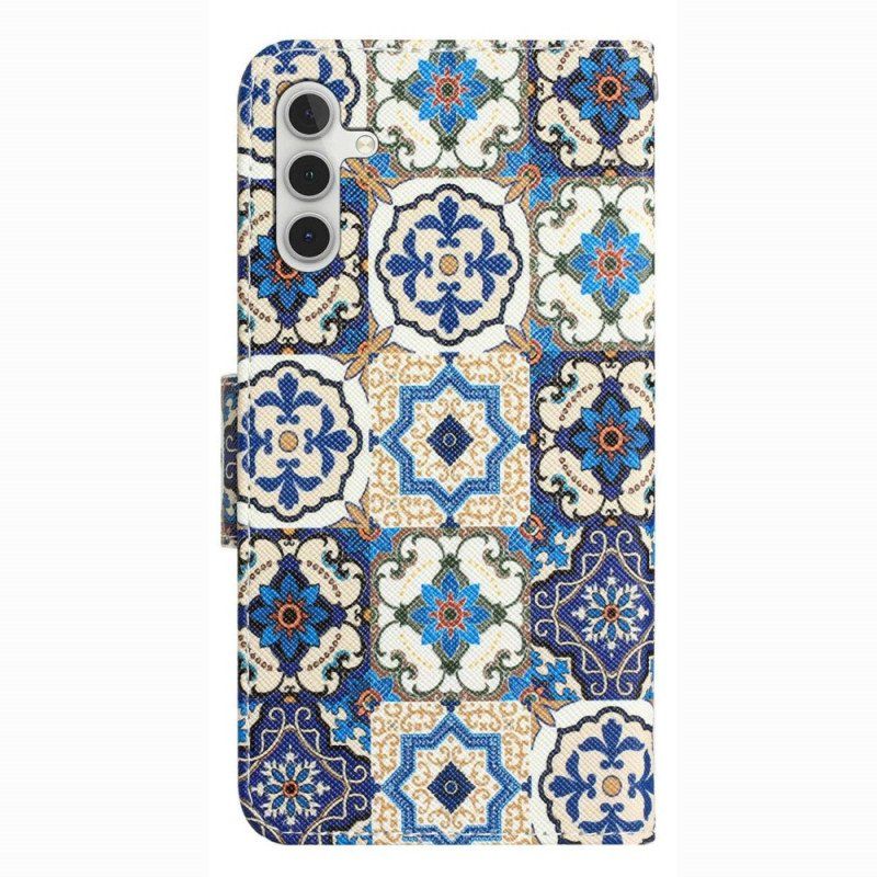 Folio-fodral Samsung Galaxy A14 / A14 5G Med Kedjar Strappy Patchwork