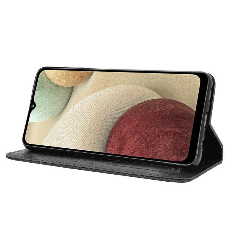 Folio-fodral Samsung Galaxy M12 / A12 Läderfodral Stiliserad Vintage Lädereffekt